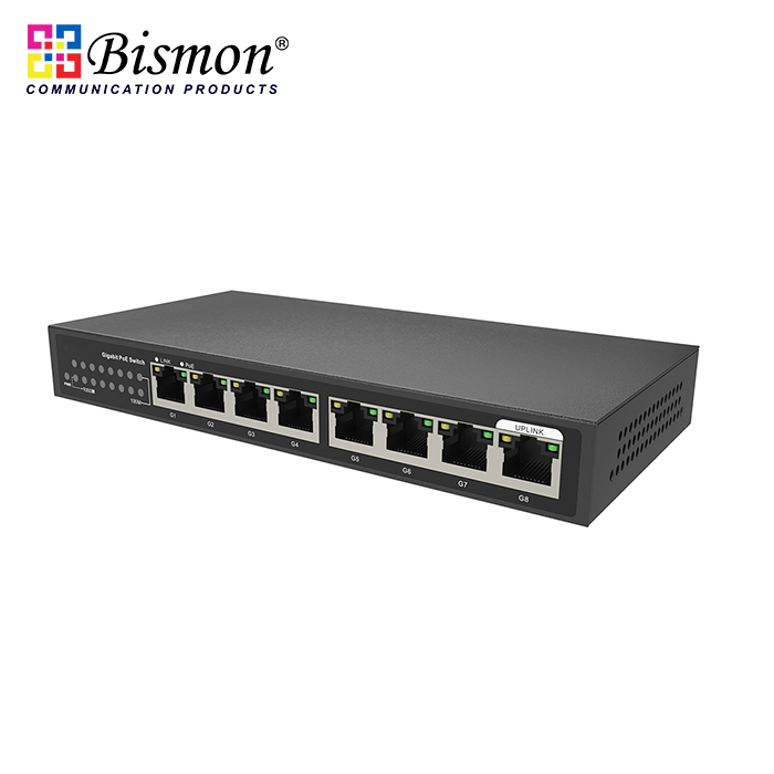 7*10/100/1000M RJ45 PoE and 1*10/100/1000M RJ45 uplink Unmanaged (110W)